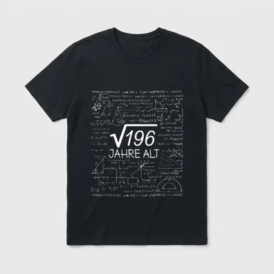 14. Geburtstag Junge Mädchen T-Shirt – √196 Jahre alt, umringt von Matheformeln im Tafelstil – Klassisches T-Shirt in Schwarz
