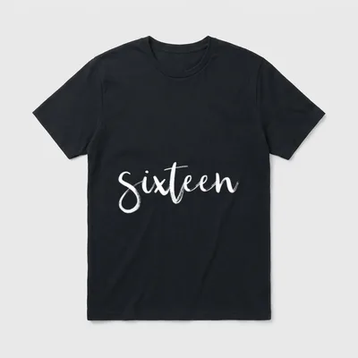 Sechzehn Jahre T-Shirt – White brush script text sixteen on grey background – Klassisches T-Shirt in Schwarz