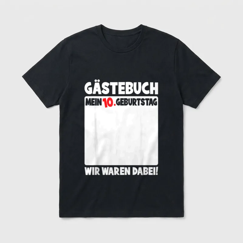 10. Geburtstag Junge Mädchen T-Shirt – Gästebuch, Mein 10. Geburtstag, Wir waren dabei – Klassisches T-Shirt in Schwarz