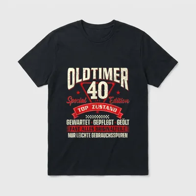 Lustig Oldtimer 40 Jahre T-Shirt – Oldtimer 40 Special Edition, Top Zustand, Werkstattzeilen – Klassisches T-Shirt in Schwarz