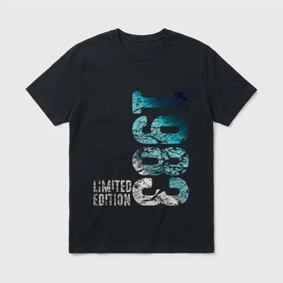 43. Geburtstag Mann Frau T-Shirt 0075 – 1983 Limited Edition türkis-grauer distressed Print – Klassisches T-Shirt in Schwarz