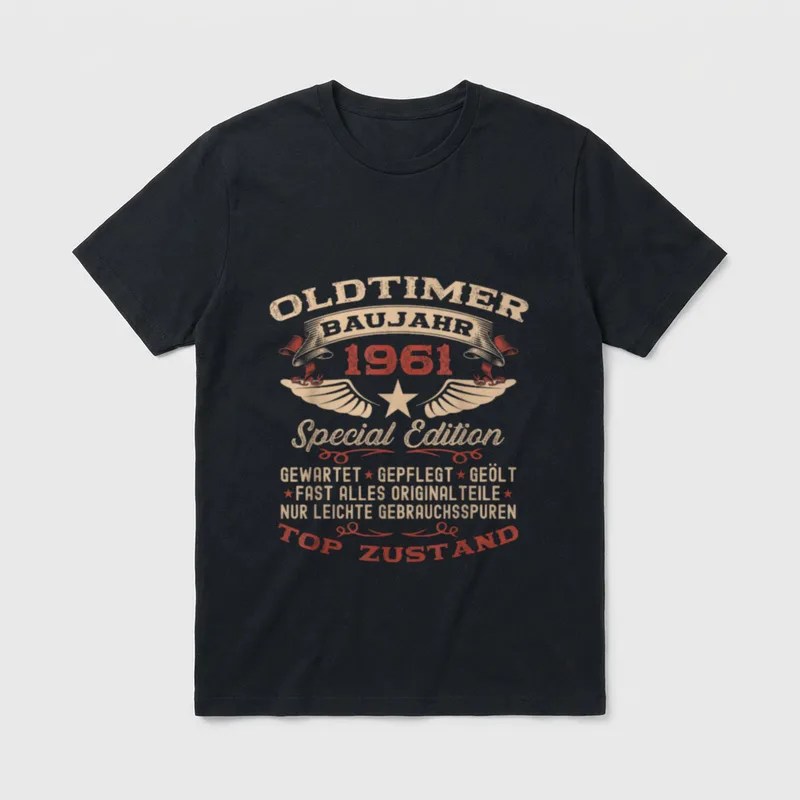 zum 65. Geburtstag Jahrgang T-Shirt – Oldtimer Baujahr 1961 Special Edition, Top Zustand – Klassisches T-Shirt in Schwarz