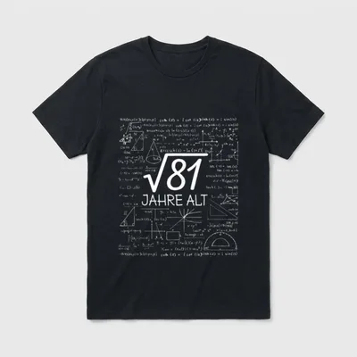 9. Geburtstag Junge Mädchen T-Shirt 0134 – Formeln und Diagramme, mittig „√81 Jahre alt“ – Klassisches T-Shirt in Schwarz