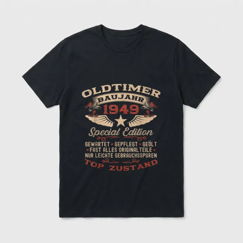 zum 77. Geburtstag Jahrgang T-Shirt – Oldtimer Baujahr 1949 Special Edition Top Zustand – Klassisches T-Shirt in Schwarz