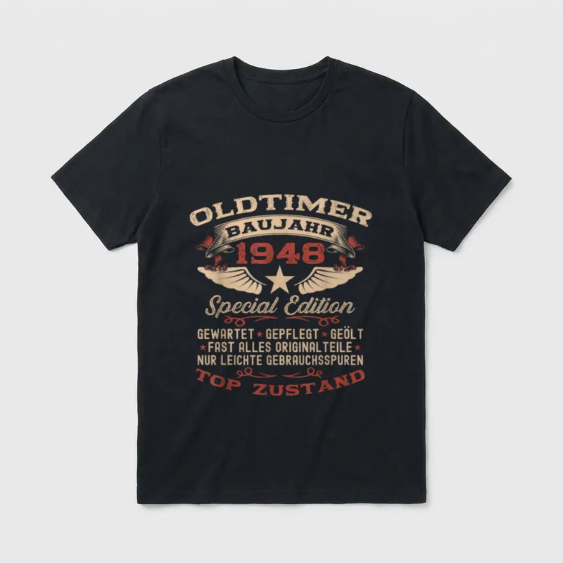 zum 77. Geburtstag Jahrgang 1948 T-Shirt – Oldtimer Baujahr 1948 Special Edition Top Zustand – Klassisches T-Shirt in Schwarz