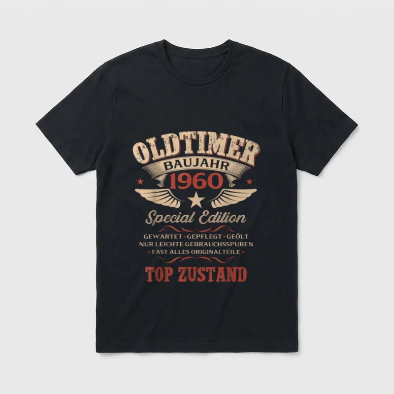 Oldtimer Baujahr Special T-Shirt – Klassisches T-Shirt in Schwarz
