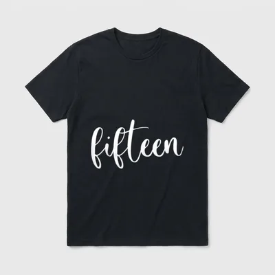 fifteen Geburtstag T-Shirt – Weiße fifteen Schrift auf grauem Hintergrund – Klassisches T-Shirt in Schwarz