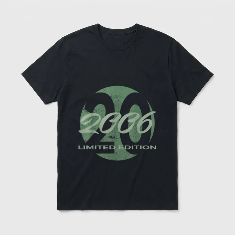 20. Geburtstag Mann Frau T-Shirt 0247 – Grüne 20er Zahl mit 2006 Limited Edition Schriftzug – Klassisches T-Shirt in Schwarz