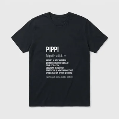 Vorname Frau Lustig Spruch T-Shirt – Pippi als Wörterbucheintrag mit witzigen Eigenschaften – Klassisches T-Shirt in Schwarz