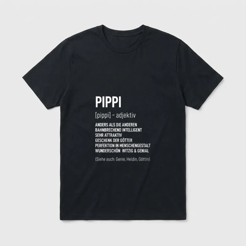 Vorname Frau Lustig Spruch T-Shirt – Pippi als Wörterbucheintrag mit witzigen Eigenschaften – Klassisches T-Shirt in Schwarz