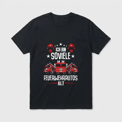 Drei Jahre Feuerwehrautos 3. T-Shirt – Klassisches T-Shirt in Schwarz