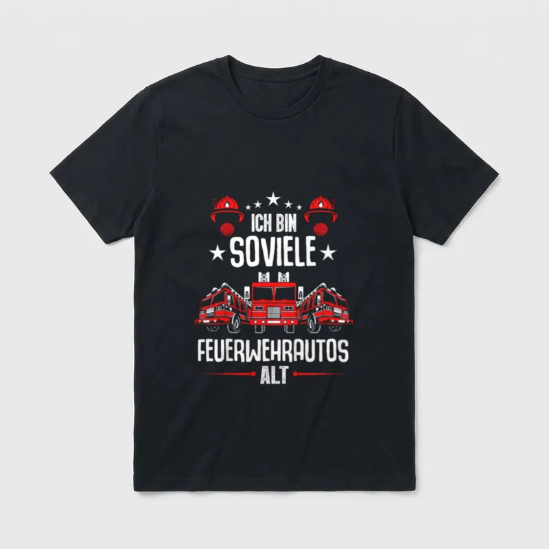 Drei Jahre Feuerwehrautos 3. T-Shirt – Klassisches T-Shirt in Schwarz