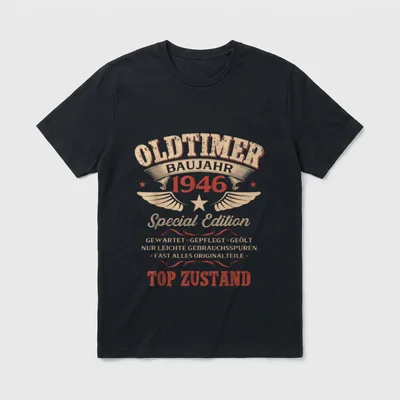 zum 80. Geburtstag Jahrgang T-Shirt – Oldtimer Baujahr 1946, Special Edition, Top Zustand – Klassisches T-Shirt in Schwarz