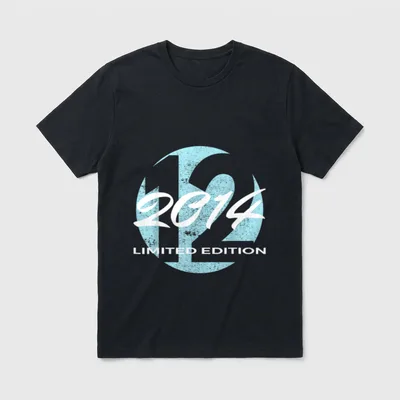 Zwölf Jahre Geburtstagskind T-Shirt – 12 und 2014 LIMITED EDITION blauer Kreis Aufdruck – Klassisches T-Shirt in Schwarz