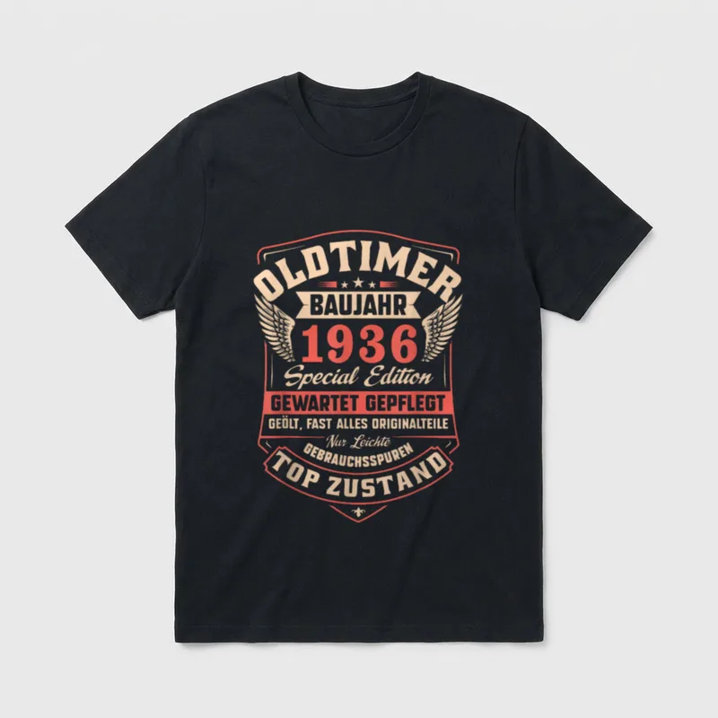 90. Geburtstag 90 Jahre T-Shirt – Oldtimer-Schild Baujahr 1936, Special Edition, Top Zustand – Klassisches T-Shirt in Schwarz