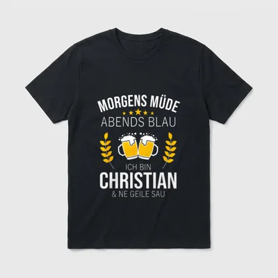 Christian Vorname Geburtstag Lustiges Bier T-Shirt – Klassisches T-Shirt in Schwarz