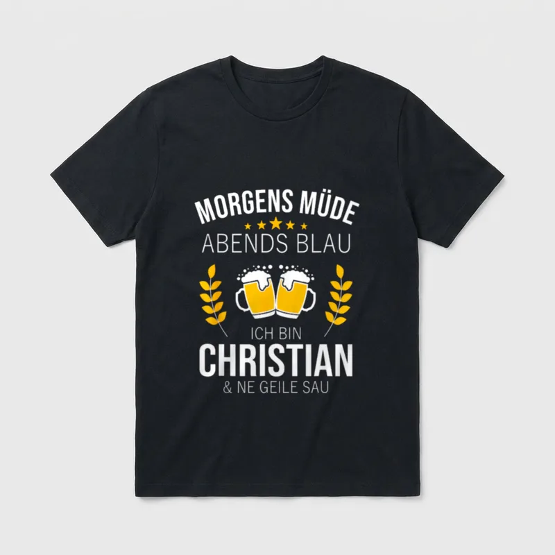 Christian Vorname Geburtstag Lustiges Bier T-Shirt – Klassisches T-Shirt in Schwarz