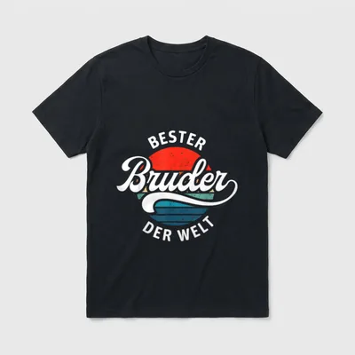 Bester Bruder der Welt T-Shirt – Schriftzug „Bester Bruder der Welt“ vor Retro-Sonne – Klassisches T-Shirt in Schwarz