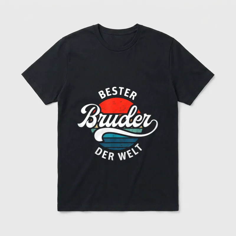 Bester Bruder der Welt T-Shirt – Schriftzug „Bester Bruder der Welt“ vor Retro-Sonne – Klassisches T-Shirt in Schwarz