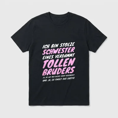 Lustiges Schwester Bruder Fun T-Shirt – Klassisches T-Shirt in Schwarz