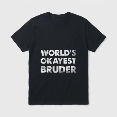 Worlds Okayest Bruder T-Shirt – Schriftzug „WORLD'S OKAYEST BRUDER“ in grauer Beton-Optik – Klassisches T-Shirt in Schwarz