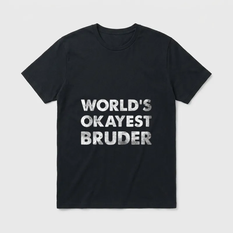 Worlds Okayest Bruder T-Shirt – Schriftzug „WORLD'S OKAYEST BRUDER“ in grauer Beton-Optik – Klassisches T-Shirt in Schwarz