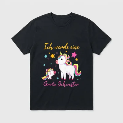 Große Schwester Einhorn Geschwister T-Shirt – Klassisches T-Shirt in Schwarz