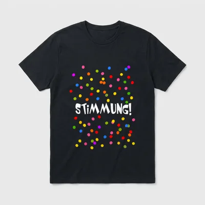 Karneval T-Shirt – Bunte Konfettipunkte um den Schriftzug „Stimmung!“ – Klassisches T-Shirt in Schwarz