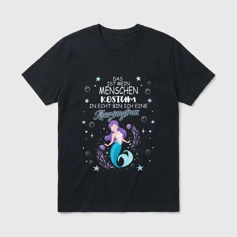 meerjungfrau kostüm Lustig Karneval T-Shirt – Klassisches T-Shirt in Schwarz