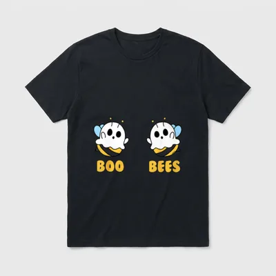Boo Bees Frauen Lustiges T-Shirt – Zwei Geisterbienen, Schriftzug „Boo Bees“ – Klassisches T-Shirt in Schwarz