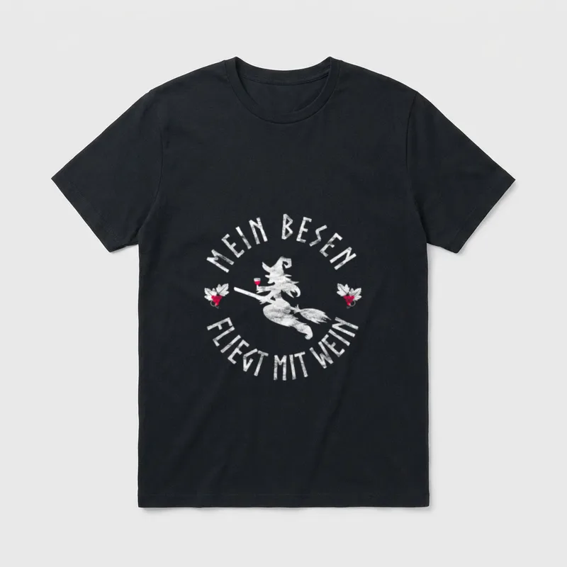 Wein Hexe Mein Besen T-Shirt – Klassisches T-Shirt in Schwarz