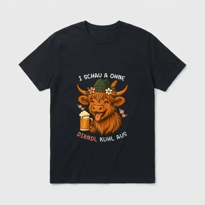 Trachten Oberteil mit lustigem T-Shirt – Klassisches T-Shirt in Schwarz