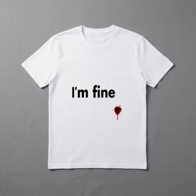 Bloody Shirt Halloween – Schriftzug „I'm fine“ neben blutiger Bisswunde mit Zähnen – Klassisches T-Shirt in Schwarz