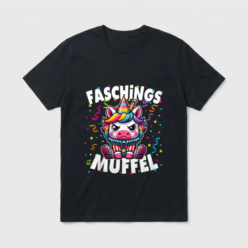Faschingsmuffel lustiges Einhorn Karneval T-Shirt – Klassisches T-Shirt in Schwarz