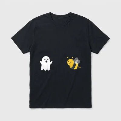Boo Bees Ghost Boobs T-Shirt – Weißes Gespenst und gelb-schwarze Biene nebeneinander – Klassisches T-Shirt in Schwarz