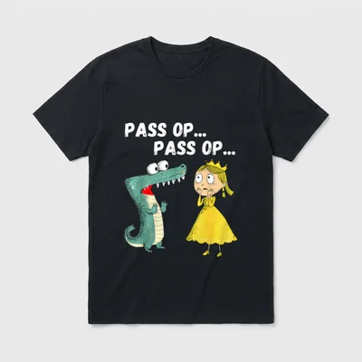 Köln T-Shirt Karneval – Krokodil ruft erschrockener Prinzessin „Pass op... Pass op...“ zu – Klassisches T-Shirt in Schwarz