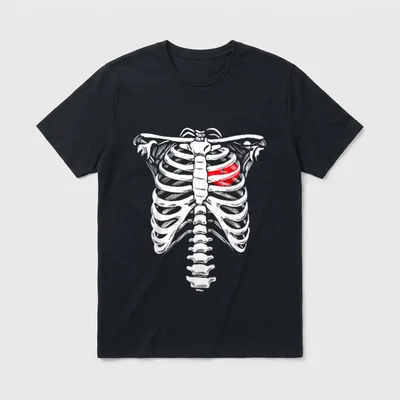 Skelett Herz Brustkorb Erwachsene T-Shirt – Klassisches T-Shirt in Schwarz