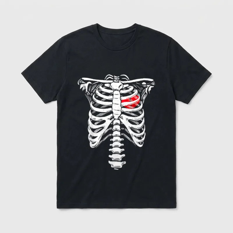 Skelett Herz Brustkorb Erwachsene T-Shirt – Klassisches T-Shirt in Schwarz