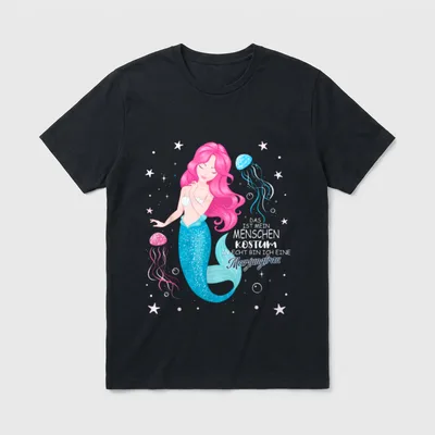Meerjungfrau Kostüm Lustig Karneval Fasching T-Shirt – Klassisches T-Shirt in Schwarz