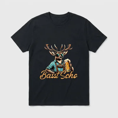 Basst Scho Bayern Lustig Oktoberfest T-Shirt – Klassisches T-Shirt in Schwarz