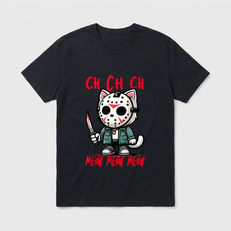 Vintage Cat Movie Horror T-Shirt – Klassisches T-Shirt in Schwarz