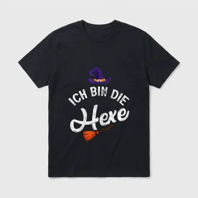 Ich bin die Hexe Lustig T-Shirt – Hexenhut, Schriftzug „Ich bin die Hexe“, Besen – Klassisches T-Shirt in Schwarz