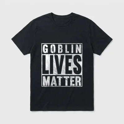 Goblin Lives Matter Vintage T-Shirt – Schriftzug „Goblin Lives Matter“ im Stempel-Look – Klassisches T-Shirt in Schwarz