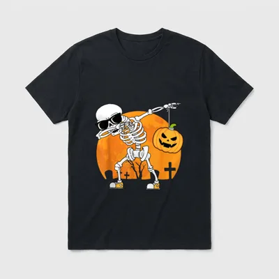 Dabbing Skelett Lustiges Halloween T-Shirt – Klassisches T-Shirt in Schwarz
