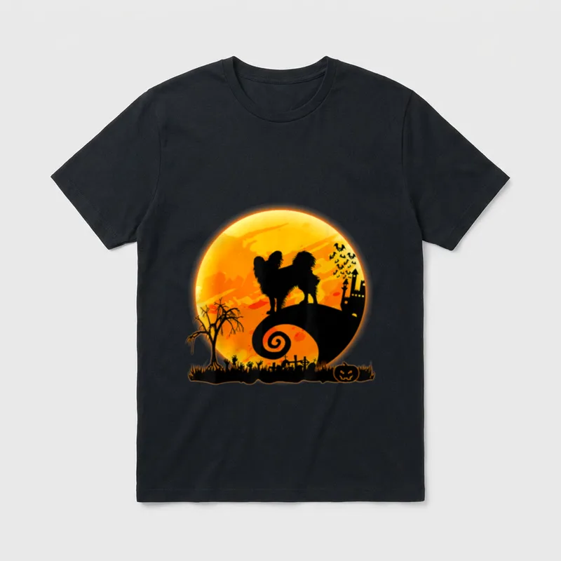 Papillon Hund Gruselig T-Shirt – Klassisches T-Shirt in Schwarz
