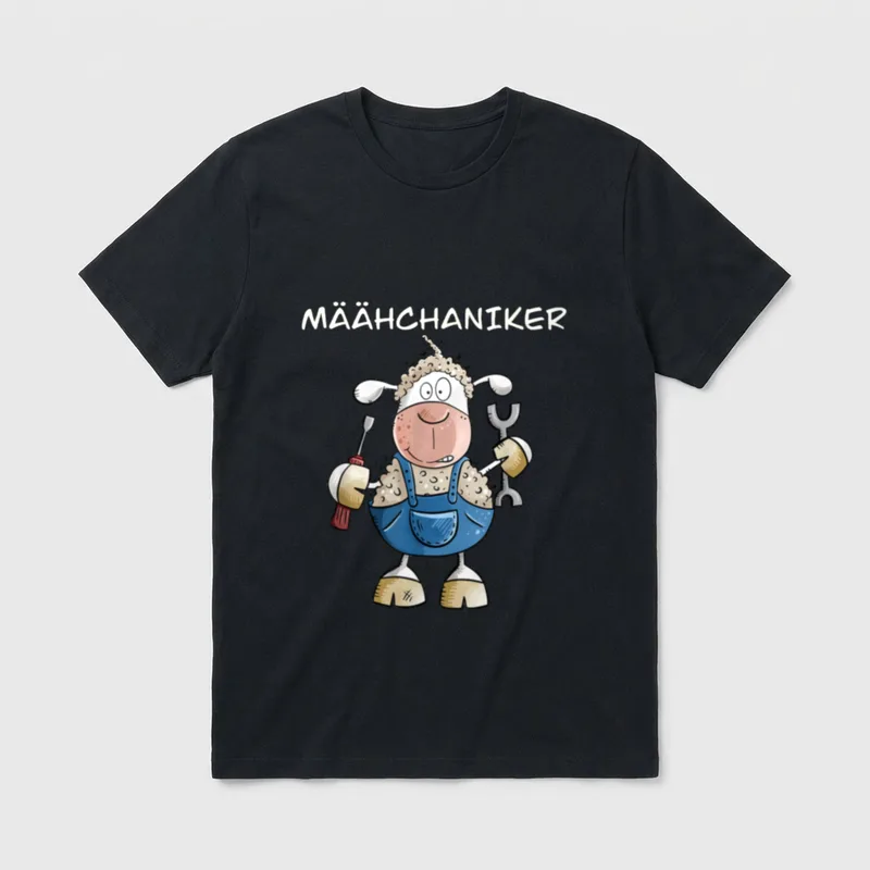 Lustiges Schaf Wortspiel Mähchaniker T-Shirt – Klassisches T-Shirt in Schwarz