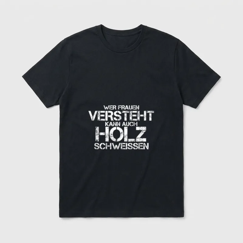 Wer Frauen Versteht Kann T-Shirt – Schriftzug Wer Frauen Versteht Kann Auch Holz Schweissen – Klassisches T-Shirt in Schwarz