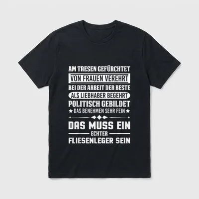 Fliesenleger lustiger Spruch Handwerker Motiv T-Shirt – Klassisches T-Shirt in Schwarz