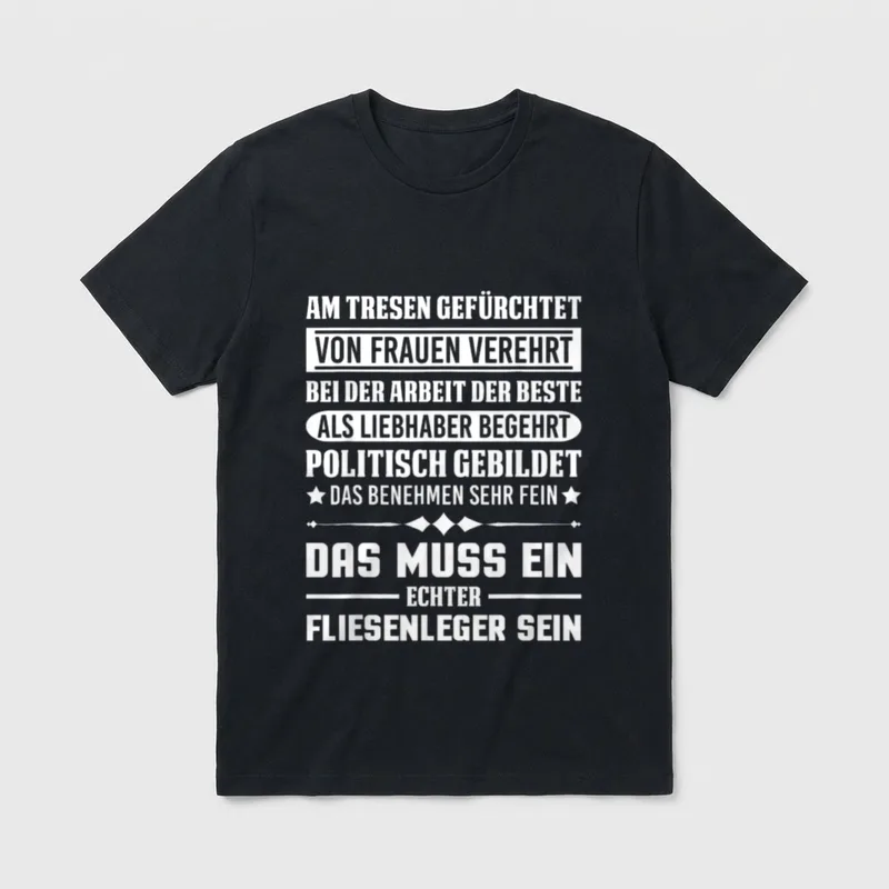 Fliesenleger lustiger Spruch Handwerker Motiv T-Shirt – Klassisches T-Shirt in Schwarz