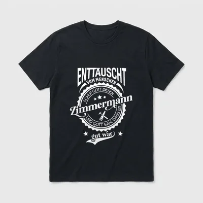 Lustiger Spruch für Beruf Handwerker T-Shirt – Zimmermann-Emblem mit Spruch, Hammer und Säge – Klassisches T-Shirt in Schwarz